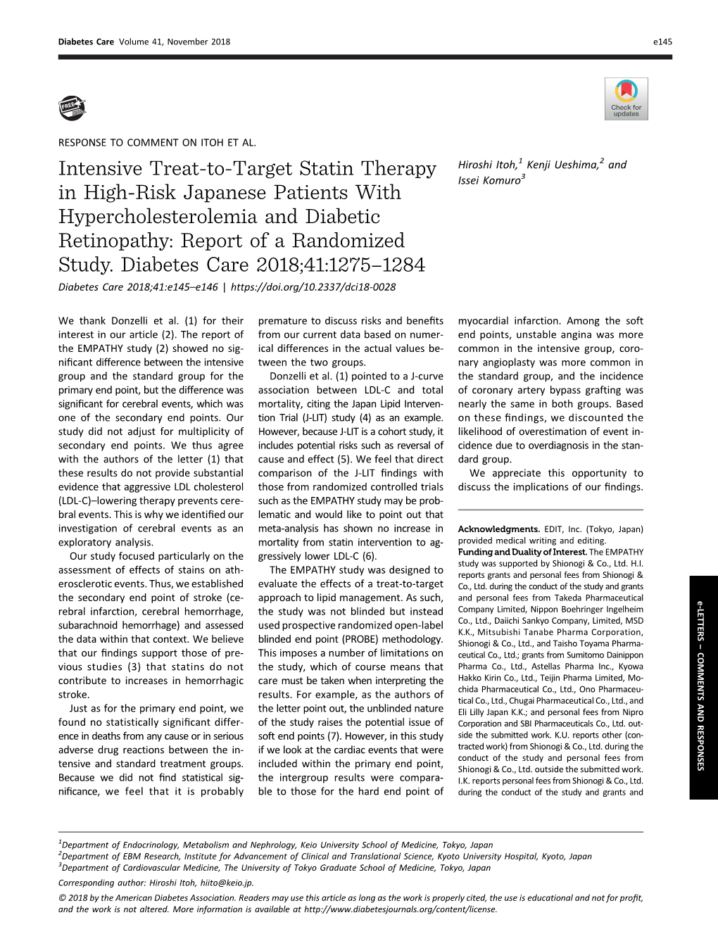 Intensive Treat-To-Target Statin Therapy