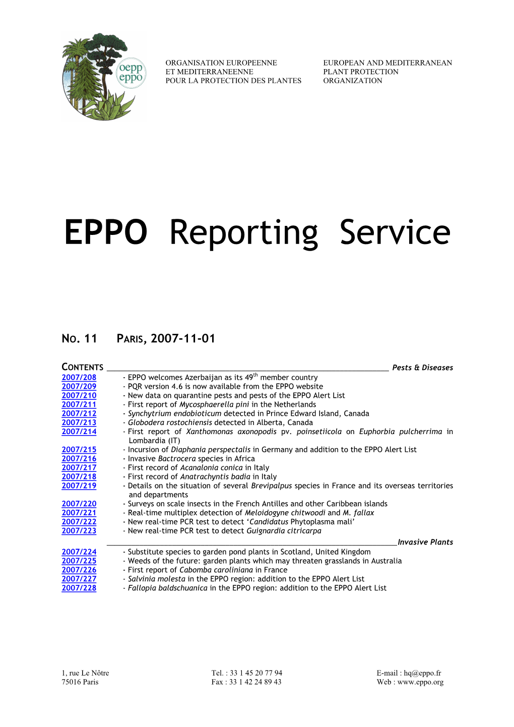 EPPO Reporting Service