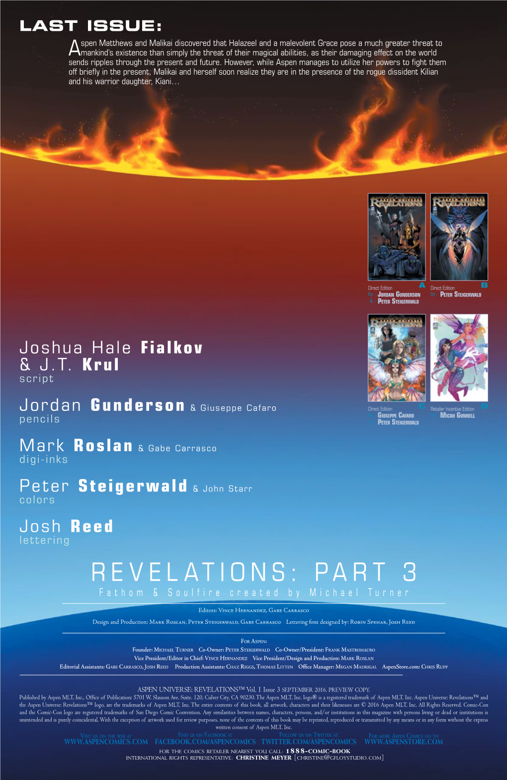 REVELATIONS: PART 3 Fathom & Soulfire Created by Michael Turner