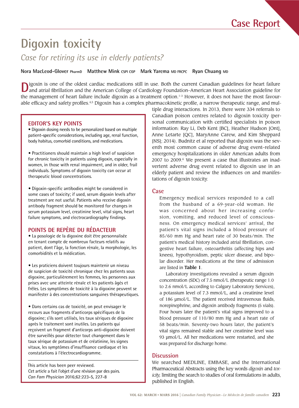 Digoxin Toxicity Case for Retiring Its Use in Elderly Patients?