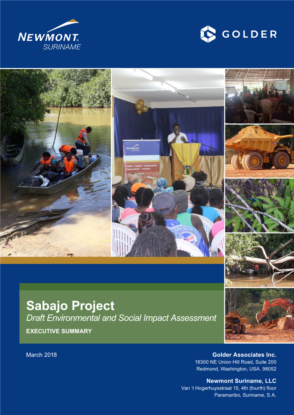Sabajo Project Draft Environmental and Social Impact Assessment EXECUTIVE SUMMARY