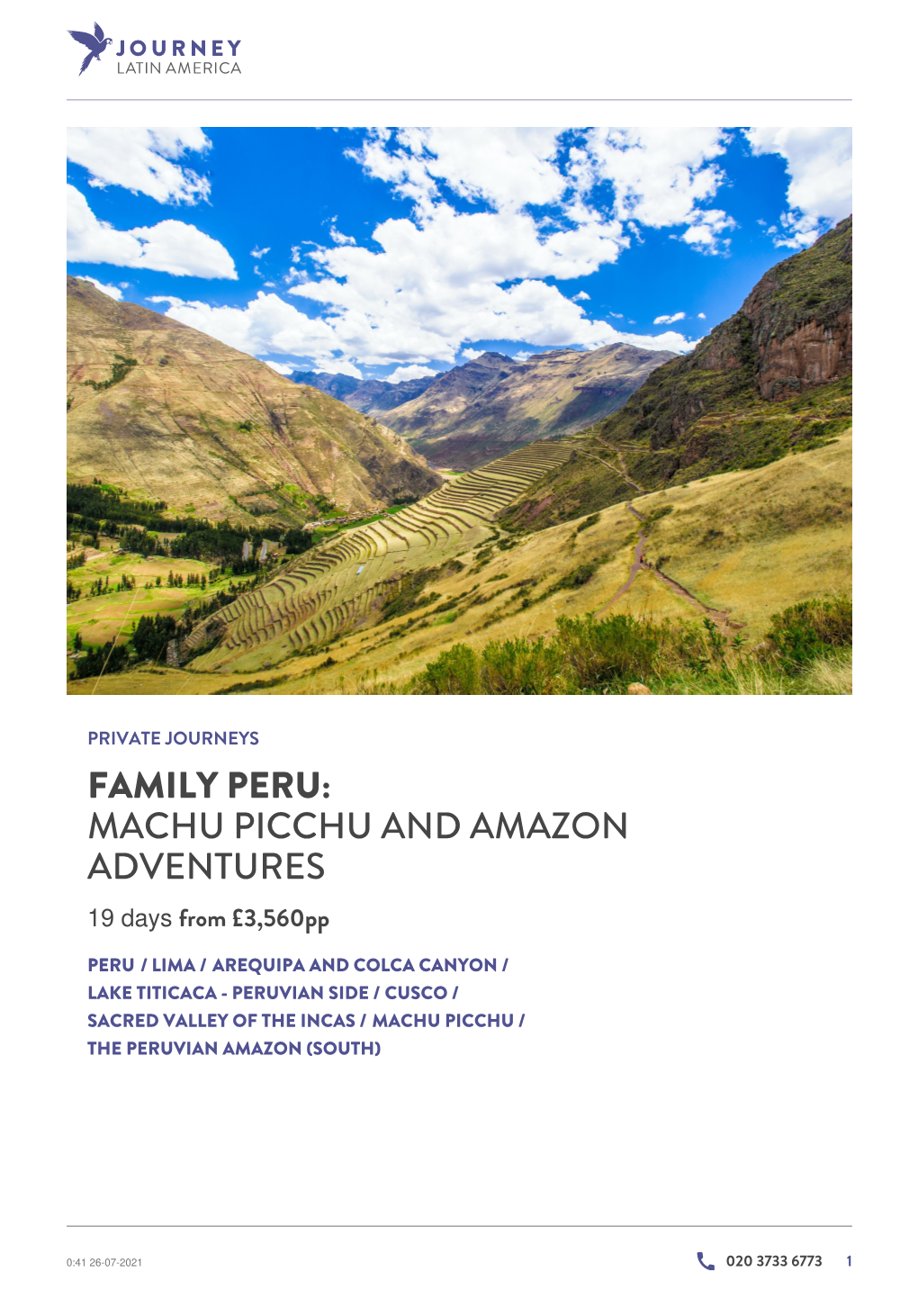 Family Peru: Machu Picchu and Amazon Adventures