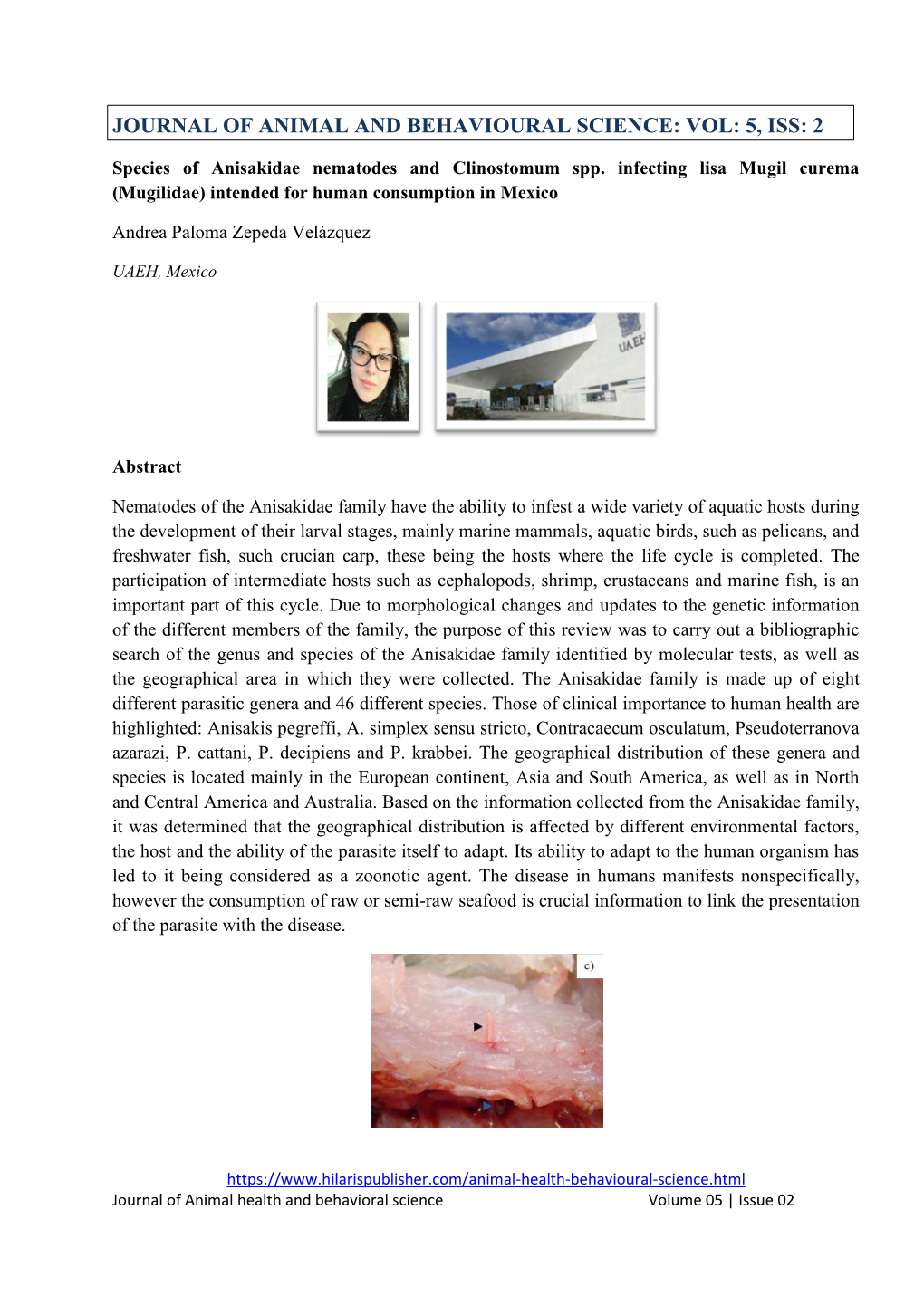 Species of Anisakidae Nematodes and Clinostomum Spp. Infecting Lisa Mugil Curema (Mugilidae) Intended for Human Consumption in Mexico