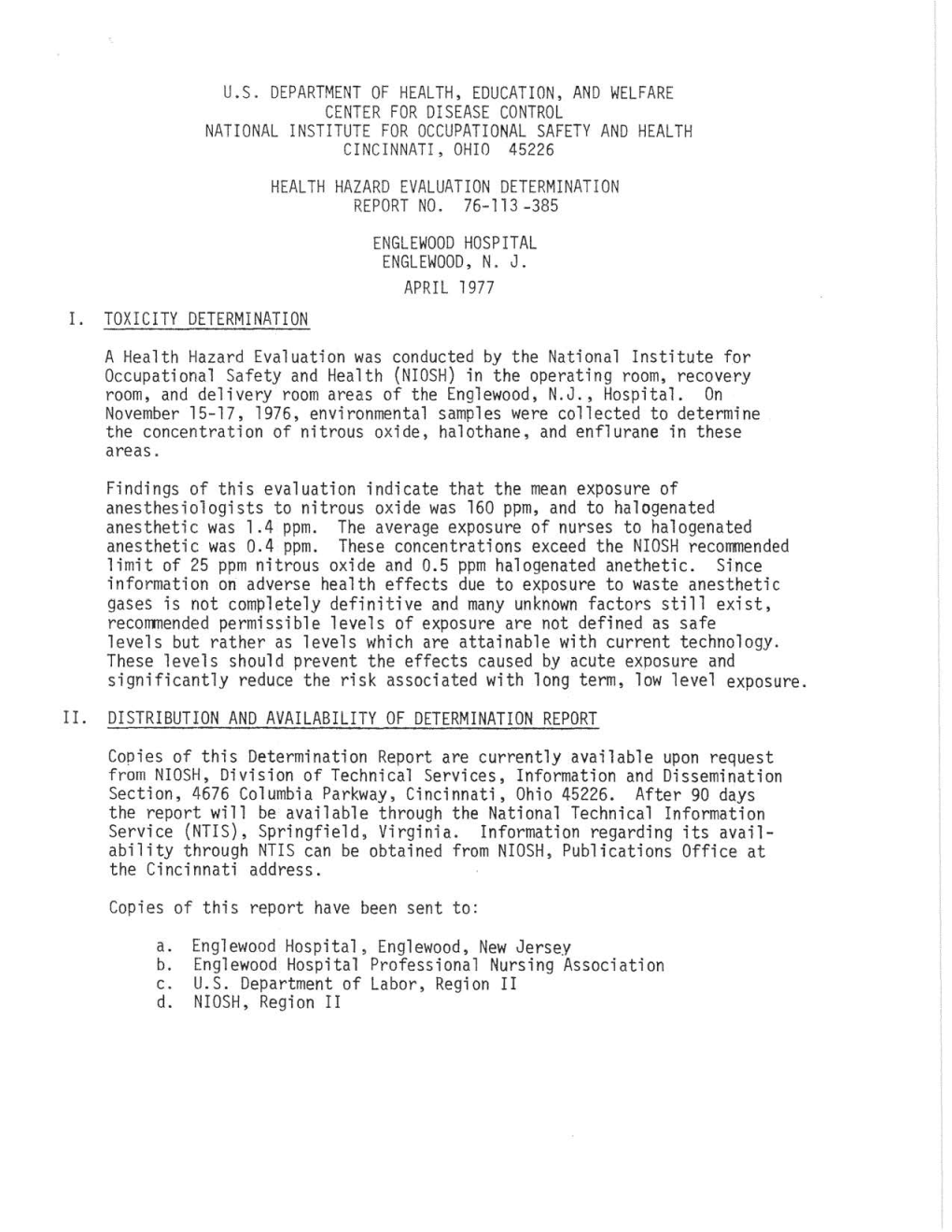 Health Hazard Evaluation Report 1976-0113-0385