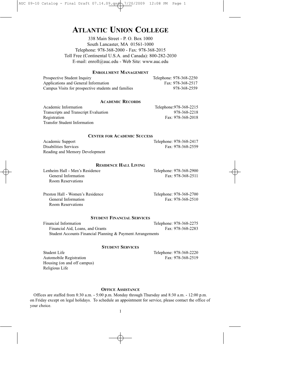 AUC 09-10 Catalog - Final Draft 07.14.09.Qxd 7/20/2009 12:08 PM Page 1