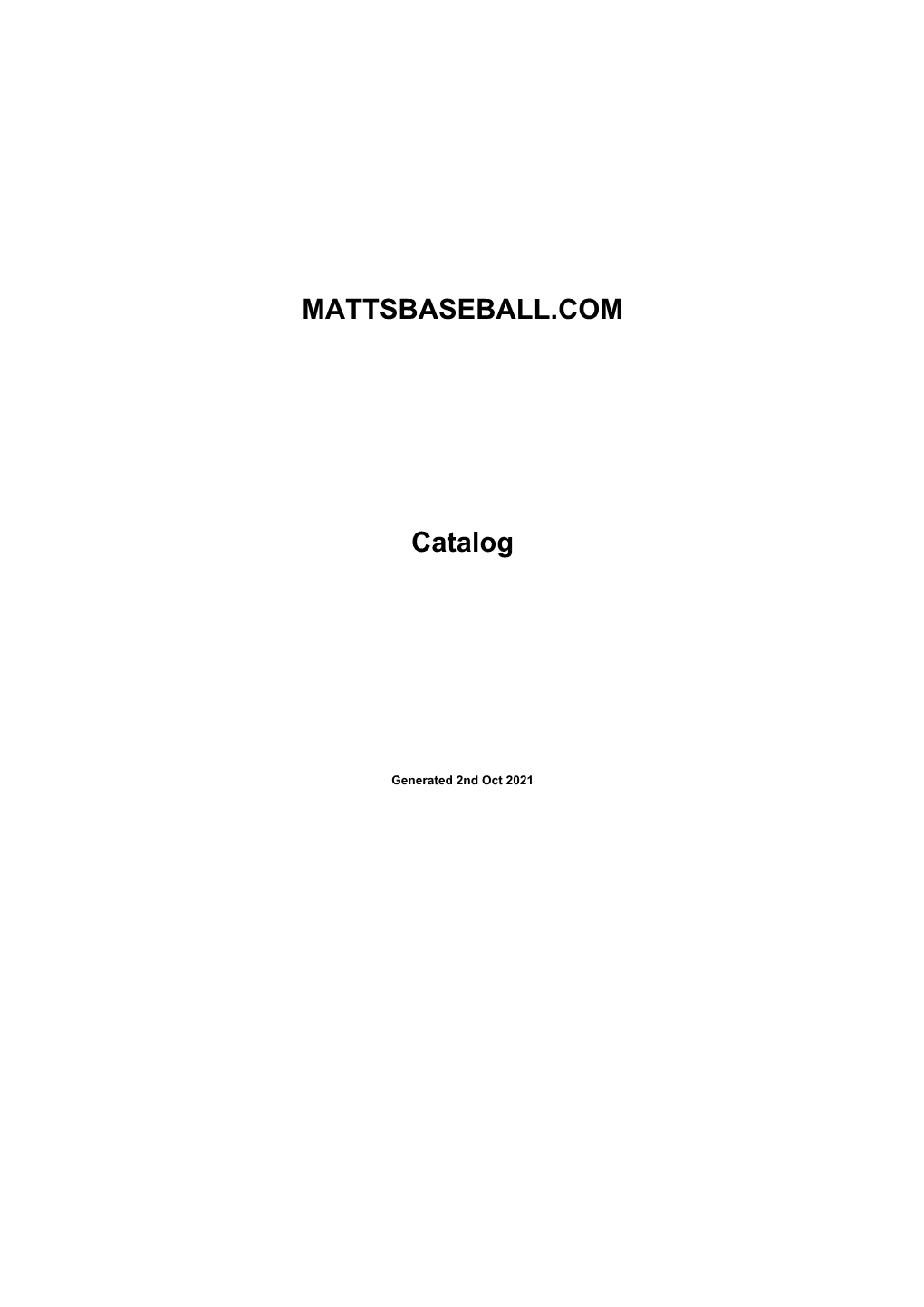 MATTSBASEBALL.COM Catalog