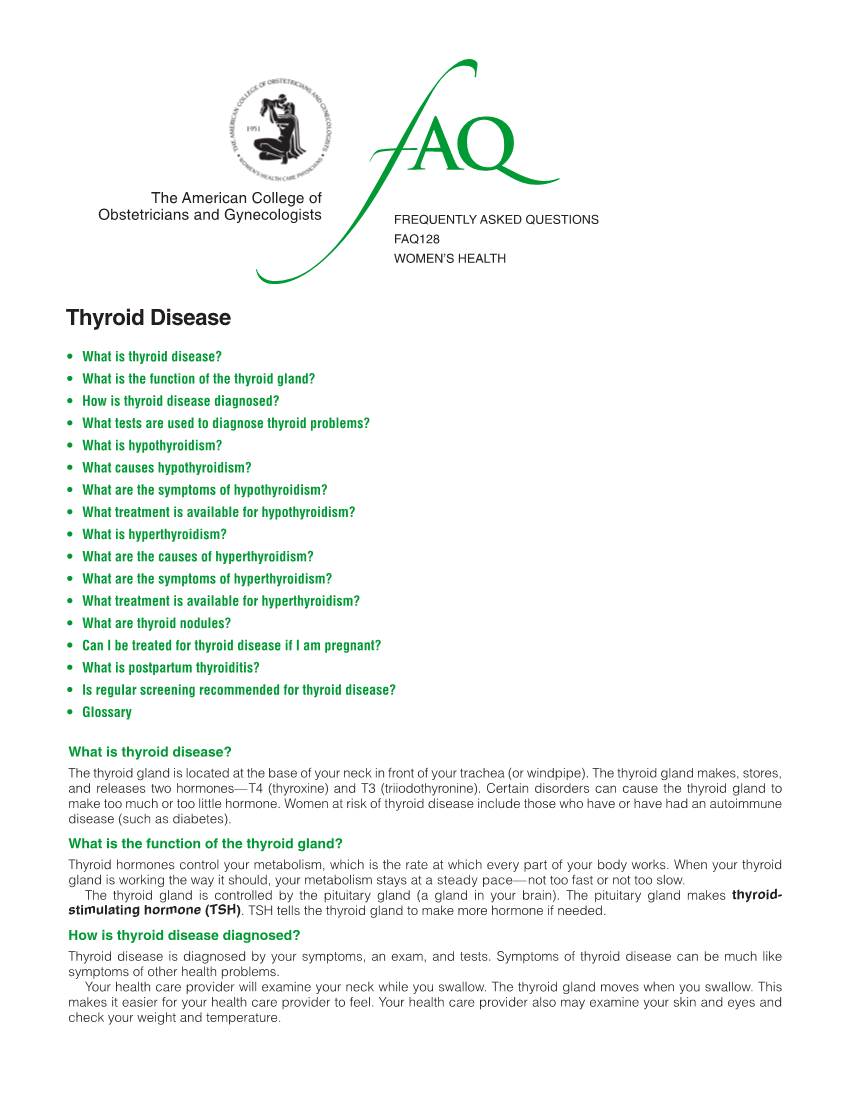FAQ128 -- Thyroid Disease