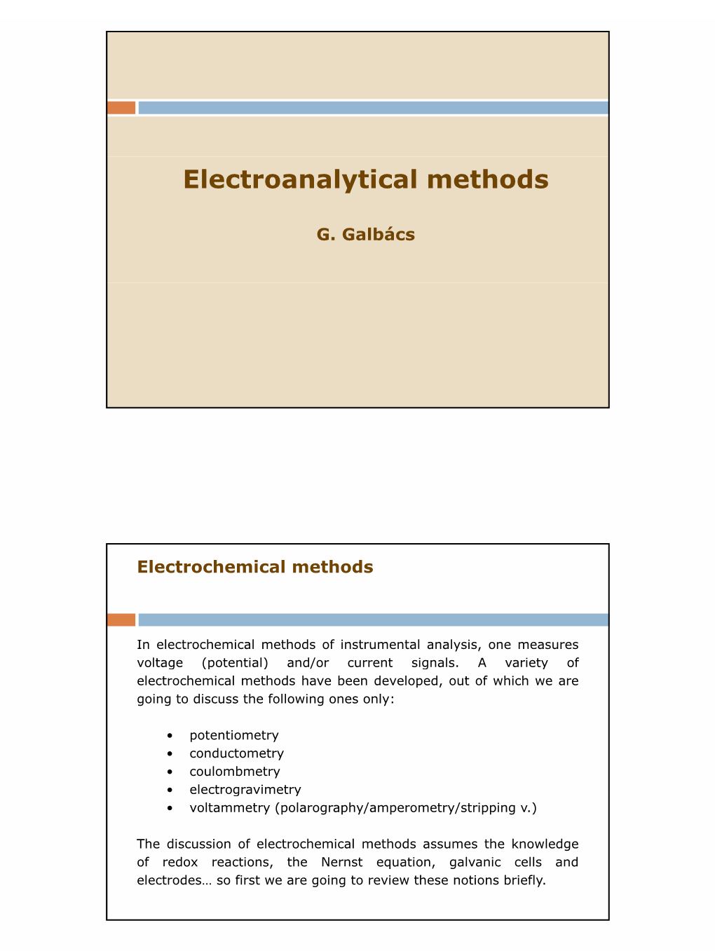 Electroanalytical Methods