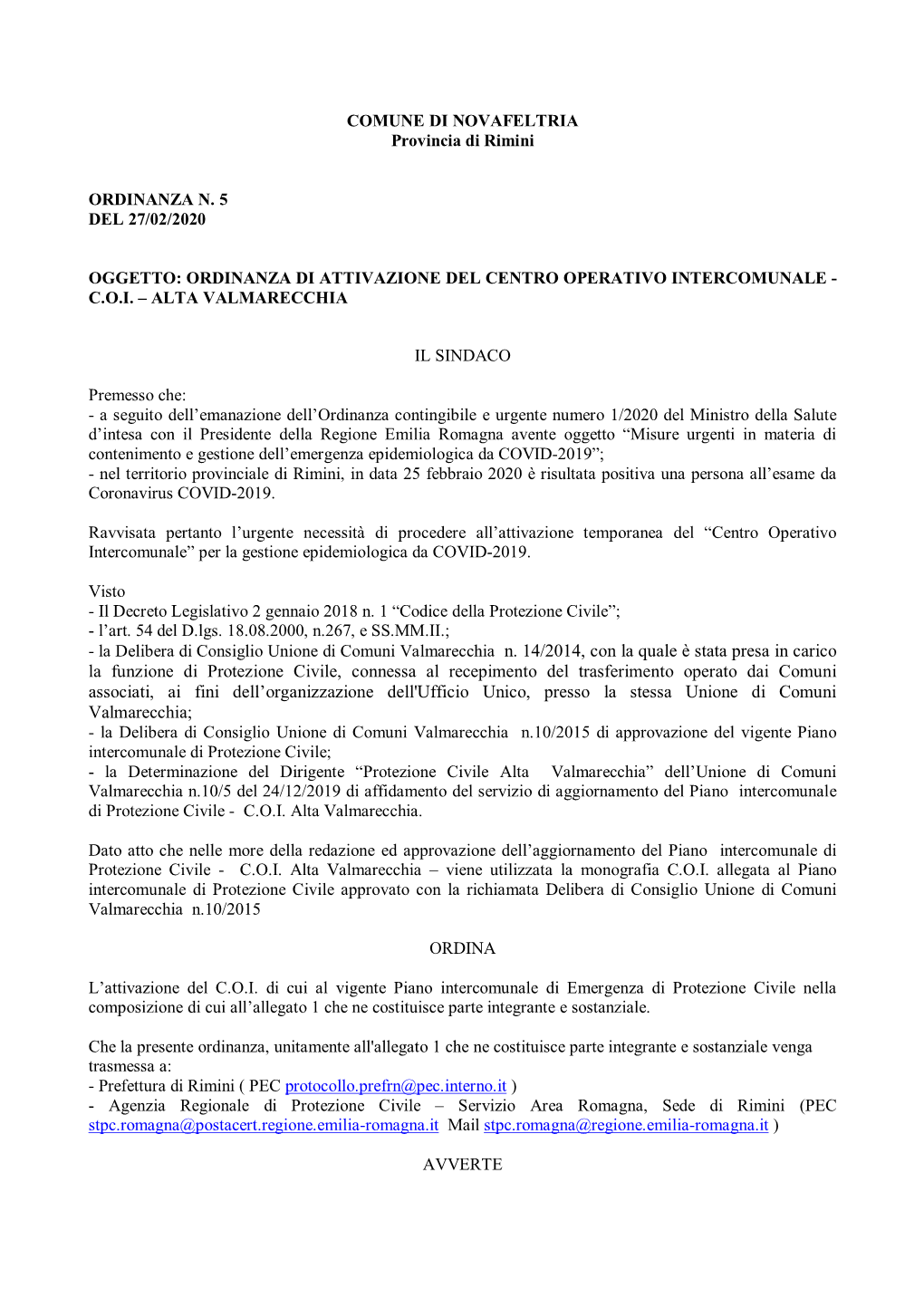 La Funzione Di Protezione Civile, Connessa Al Recepimento Del