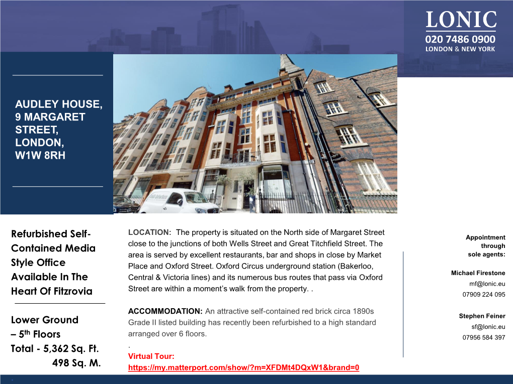 Audley House, 9 Margaret Street, London, W1w 8Rh