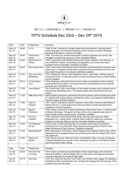 TPTV Schedule Dec 23Rd – Dec 29Th 2019