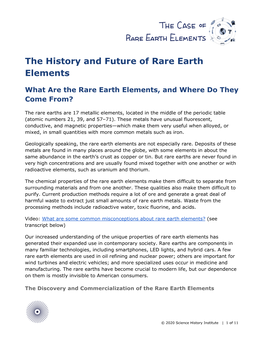 The History and Future of Rare Earth Elements