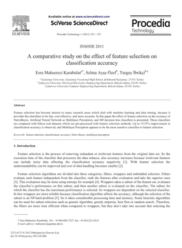 A Comparative Study on the Effect of Feature Selection on Classification Accuracy