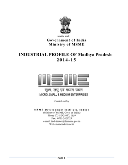 INDUSTRIAL PROFILE of Madhya Pradesh 2014-15