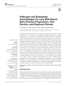 Pathogen and Endophyte Assemblages Co-Vary with Beech Bark Disease Progression, Tree Decline, and Regional Climate