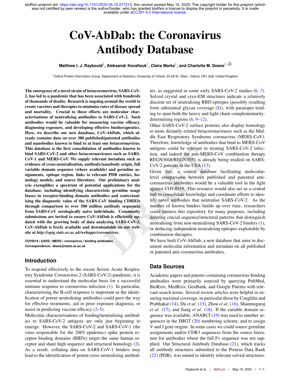 The Coronavirus Antibody Database