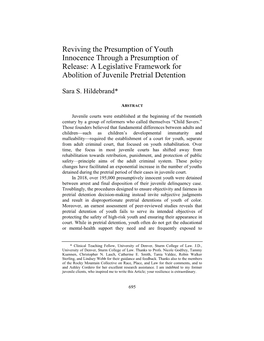 A Legislative Framework for Abolition of Juvenile Pretrial Detention