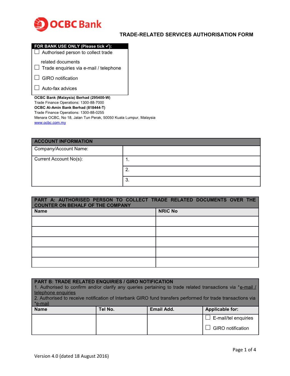 Trade-Related Services Authorisation Form