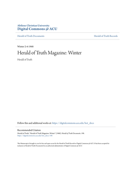 Herald of Truth Magazine: Winter Herald of Truth