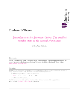 Luxembourg in the European Union: the Smallest Member State in the Council of Ministers