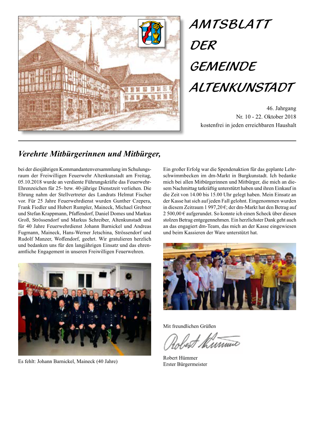 Oktober 2018 AMTSBLATT 1 DER GEMEINDE ALTENKUNSTADT