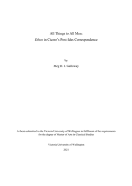 All Things to All Men: Ethos in Cicero's Post-Ides Correspondence