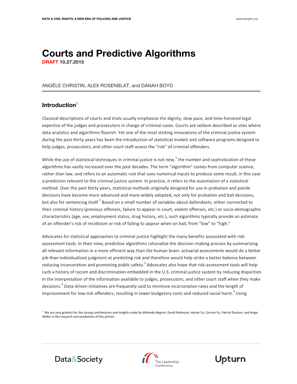 Courts and Predictive Algorithms DRAFT 10.27.2015