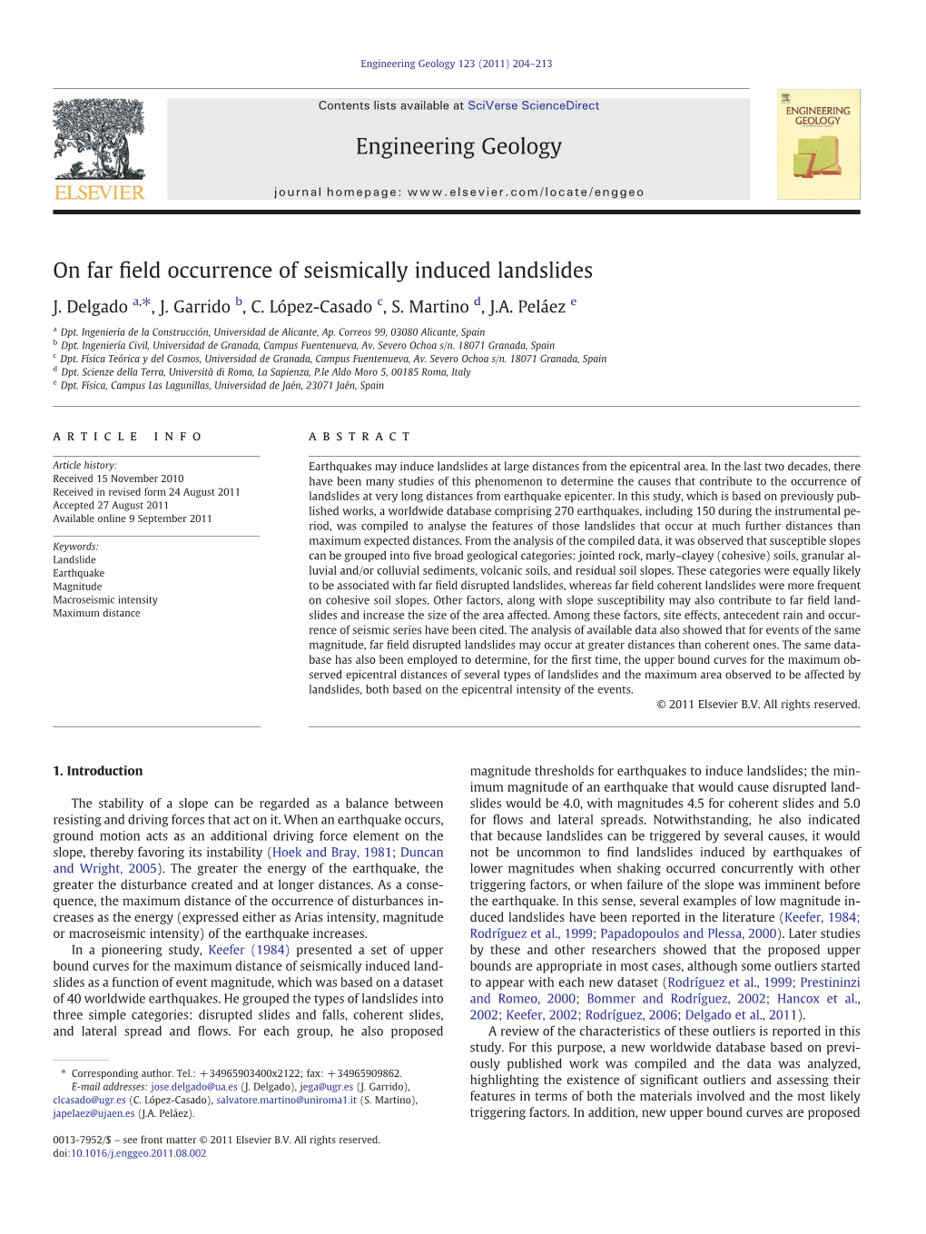 On Far Field Occurrence of Seismically Induced Landslides