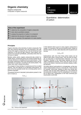 Organic Chemistry LD Organic Compounds Chemistry Composition of Organic Compounds Leaflets C2.1.1.1