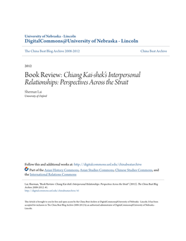 Book Review: Chiang Kai-Shek's Interpersonal Relationships
