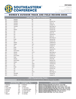 2015 SEC Women's Outdoor Track and Field Record Book Layout 1