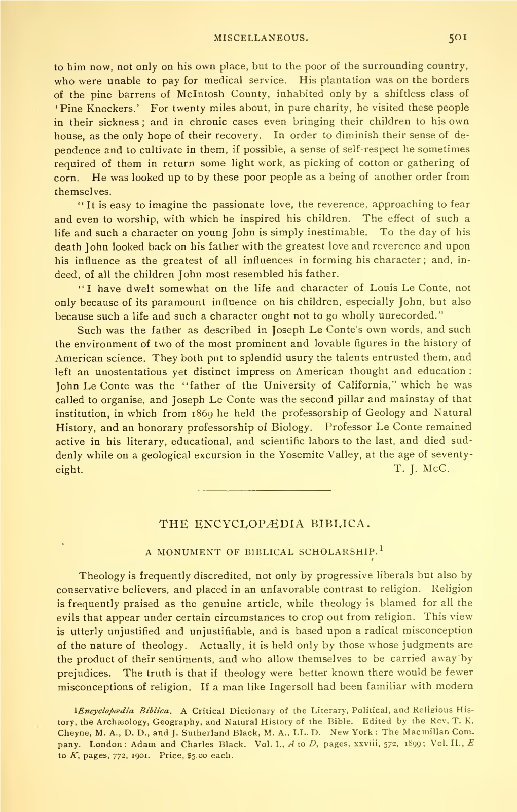 The Encyclopcedia Biblica. a Monument of Biblical Scholarship