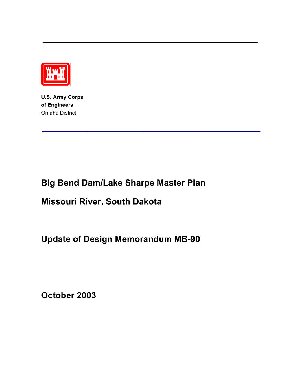 Ster Plan Issouri River, South Dakota Pdate of Design Memorandum