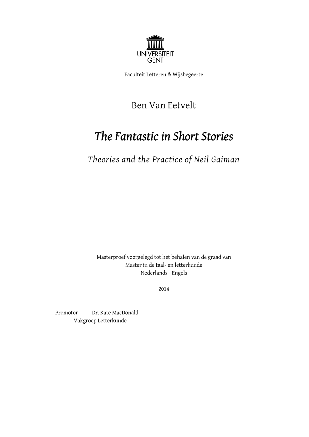 The Fantastic in Short Stories