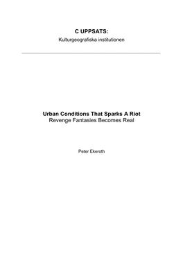 C UPPSATS: Urban Conditions That Sparks a Riot Revenge Fantasies Becomes Real