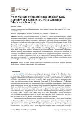 Ethnicity, Race, Hybridity, and Kinship in Genetic Genealogy Television Advertising