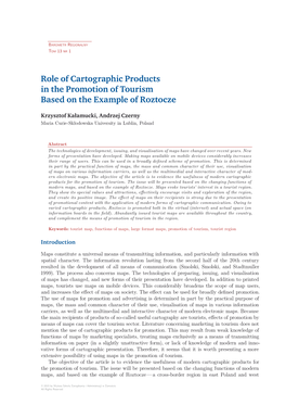 Role of Cartographic Products in the Promotion of Tourism Based on the Example of Roztocze