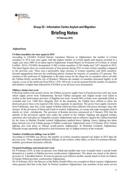 Briefing Notes 15 February 2016
