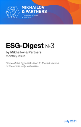 ESG-Digest №3 by Mikhailov & Partners Monthly Issue