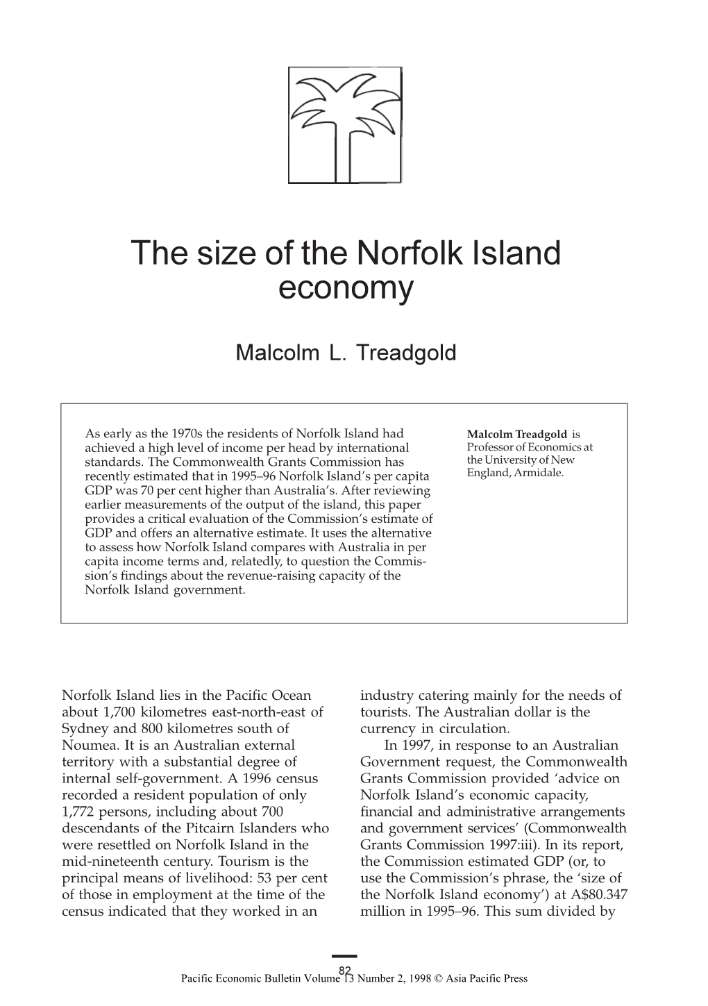 The Size of the Norfolk Island Economy