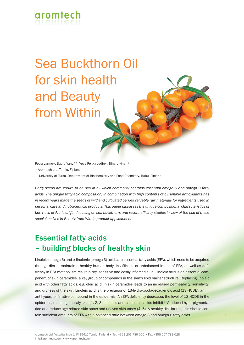 Sea Buckthorn Oil for Skin Health and Beauty from Within