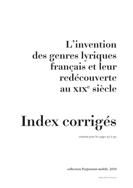 Index Corrigés
