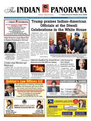 Trump Praises Indian-American Officials at the Diwali Celebrations
