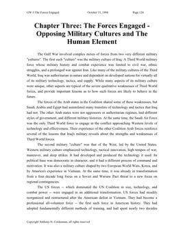 The Gulf War Involved Complex Mixes of Forces from Two Very Different Military "Cultures"