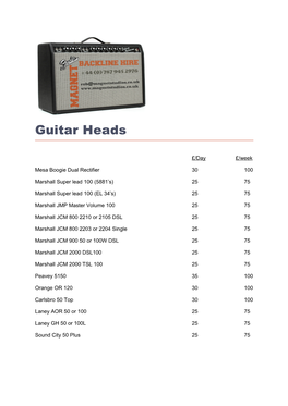 Guitar Heads for Hire