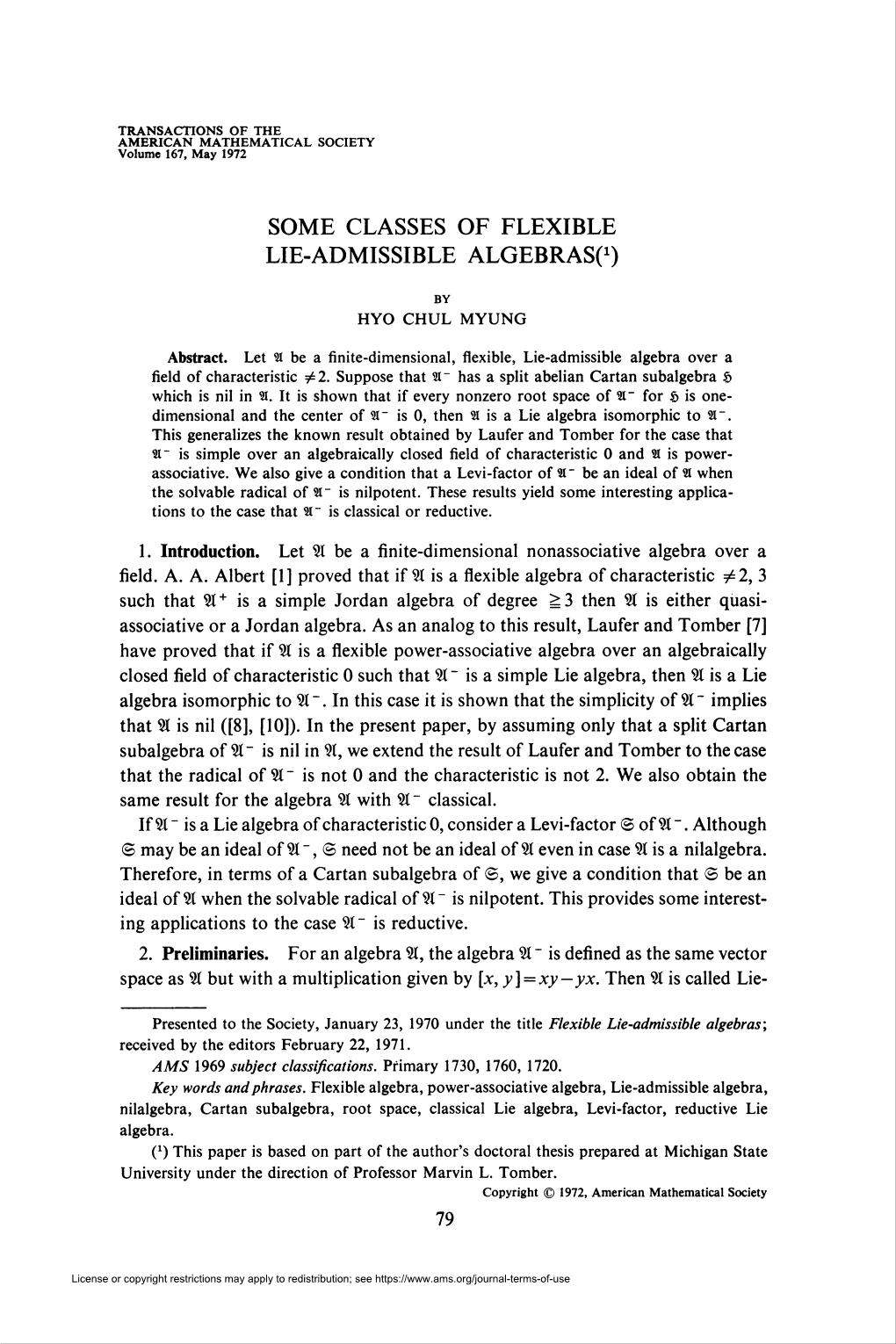 Some Classes of Flexible Lie-Admissible Algebras^)