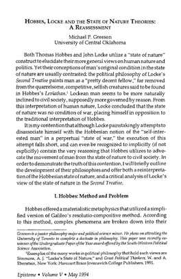 Hobbes, Locke, and the State of Nature Theories