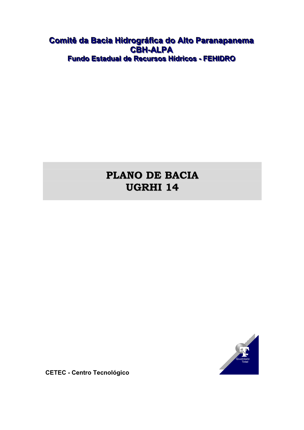 Plano De Bacia Ugrhi 14