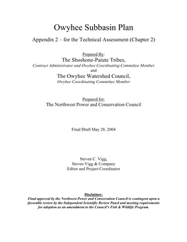 Owyhee Subbasin Plan