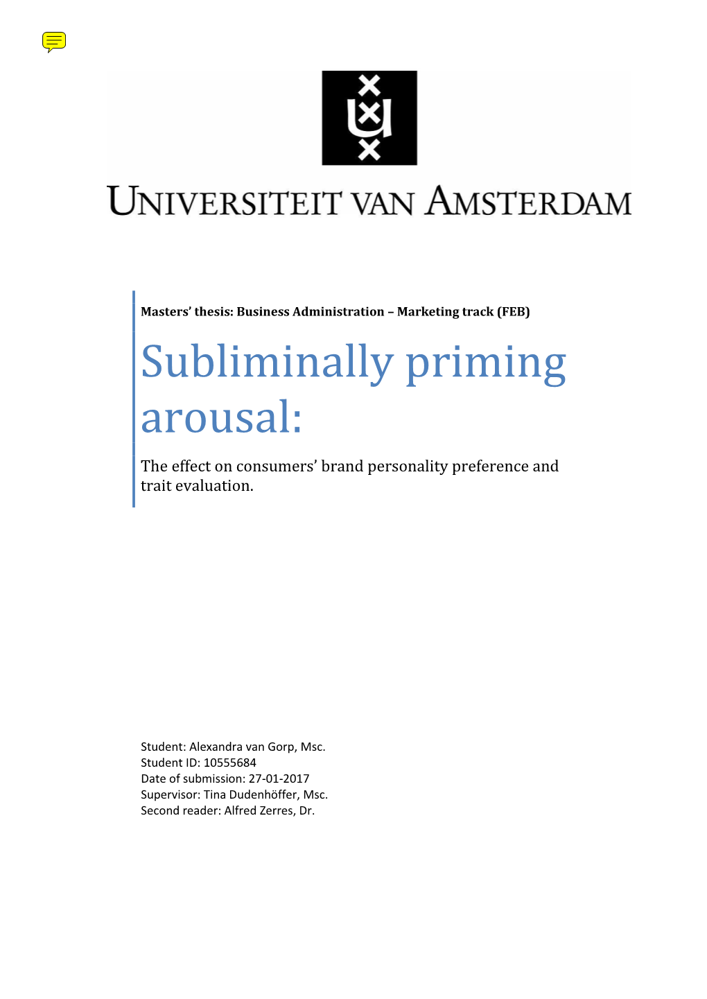 Subliminally Priming Arousal: the Effect on Consumers’ Brand Personality Preference and Trait Evaluation